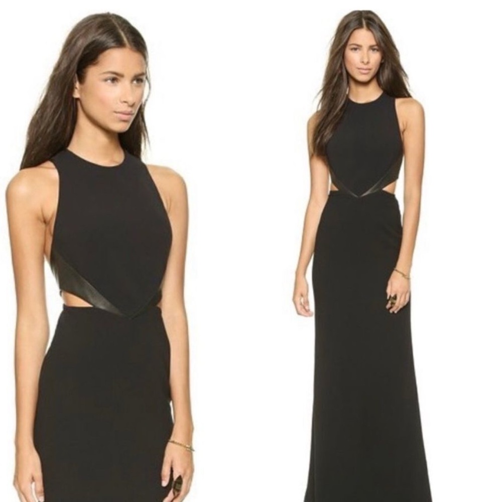 Alice + Olivia Adel Maxi Dress with cutout and leather accents